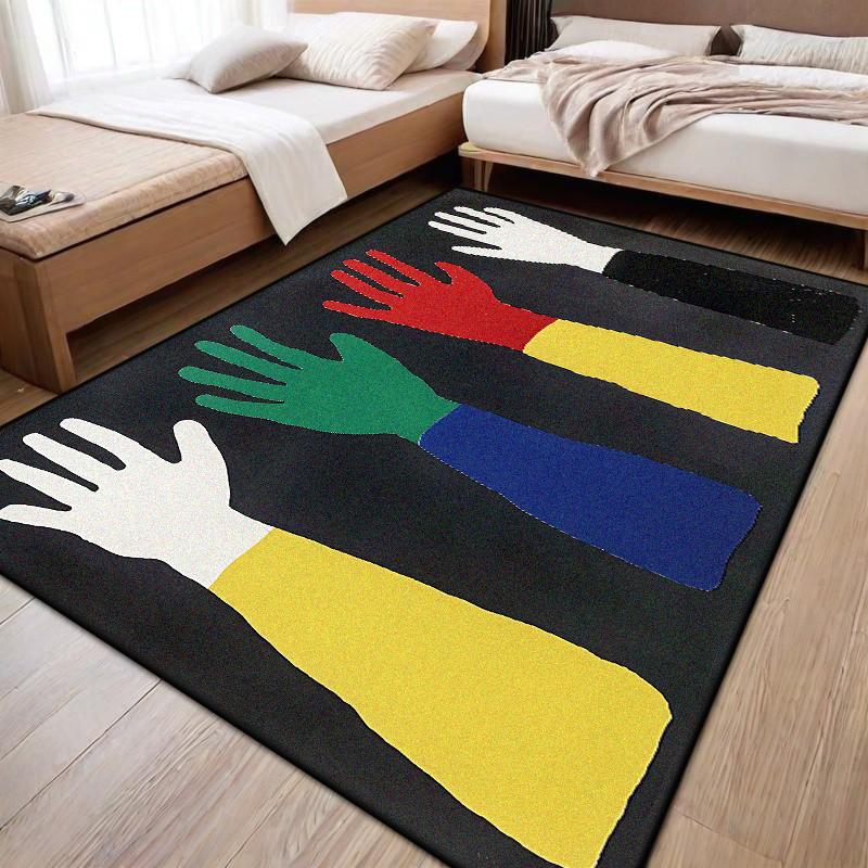 Modern Abstract Palm Pattern Living Room Carpet Light Luxury Decoration Sofa Bedside Soft Rug Bedroom Fluffy Plush Mat Non-slip