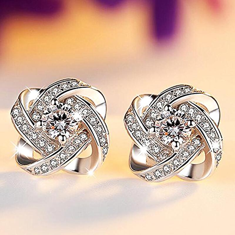 Elegant Lady Aesthetic Stud Earrings with Brilliant Zirconia Graceful Jewelry for Engagement Ceremony Chic Accessories