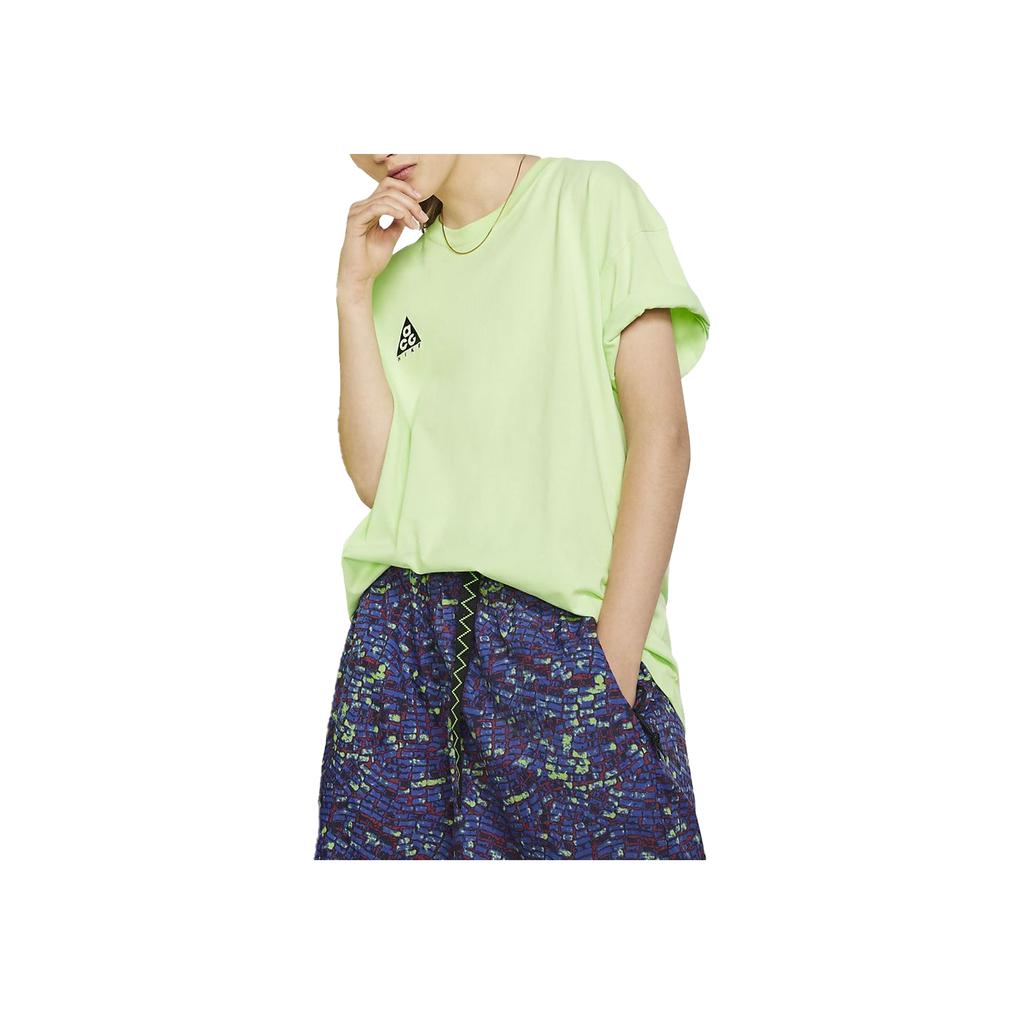 Nike Logo Print Short Sleeve T-Shirt Unisex Tops Yellow Green BQ7343-701