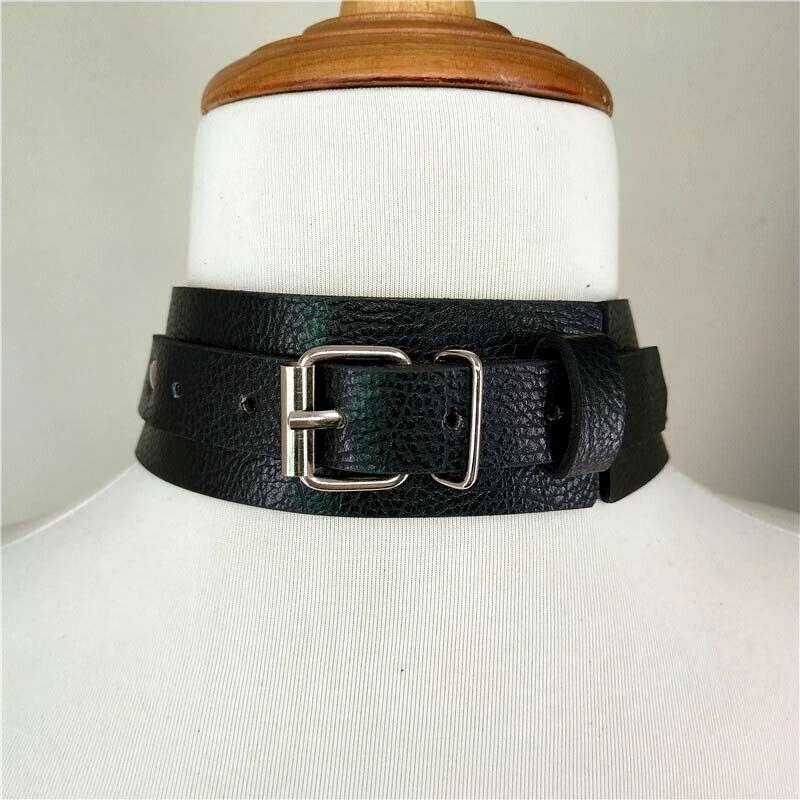 Girocollo In Pelle PU Punk Con Fibbia Regolabile - Collana Choker Per Donna E Uomo