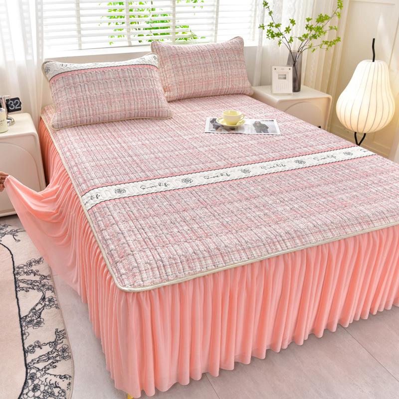 Sommer Kühlende Bettmatratzenbezug Weich Kühlendes Spannbettlaken Matratzenschoner Bezug Tagesdecke Bettrock Kissenbezug 3-teiliges Set