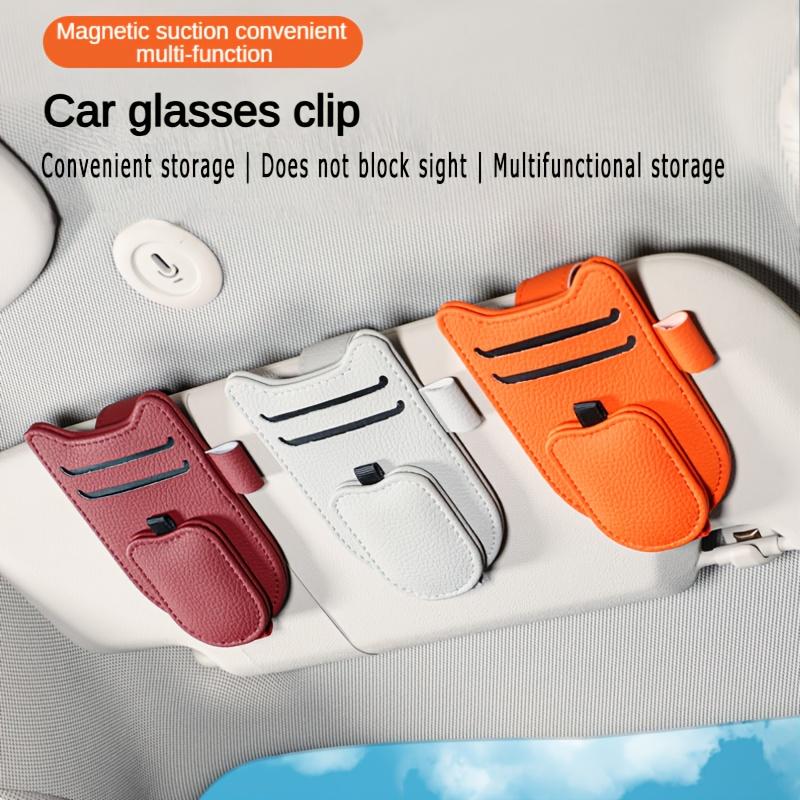 1PC Cat Ear PU Leather Visor Storage Box - Glasses, Card Microfiber PU Leather, Visor Storage Box