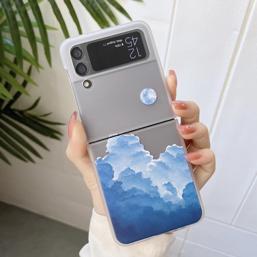 Suitable for Samsung Z Flip4 phone case Z FOLD3 matte mountain view folding phone protection, cloud view print