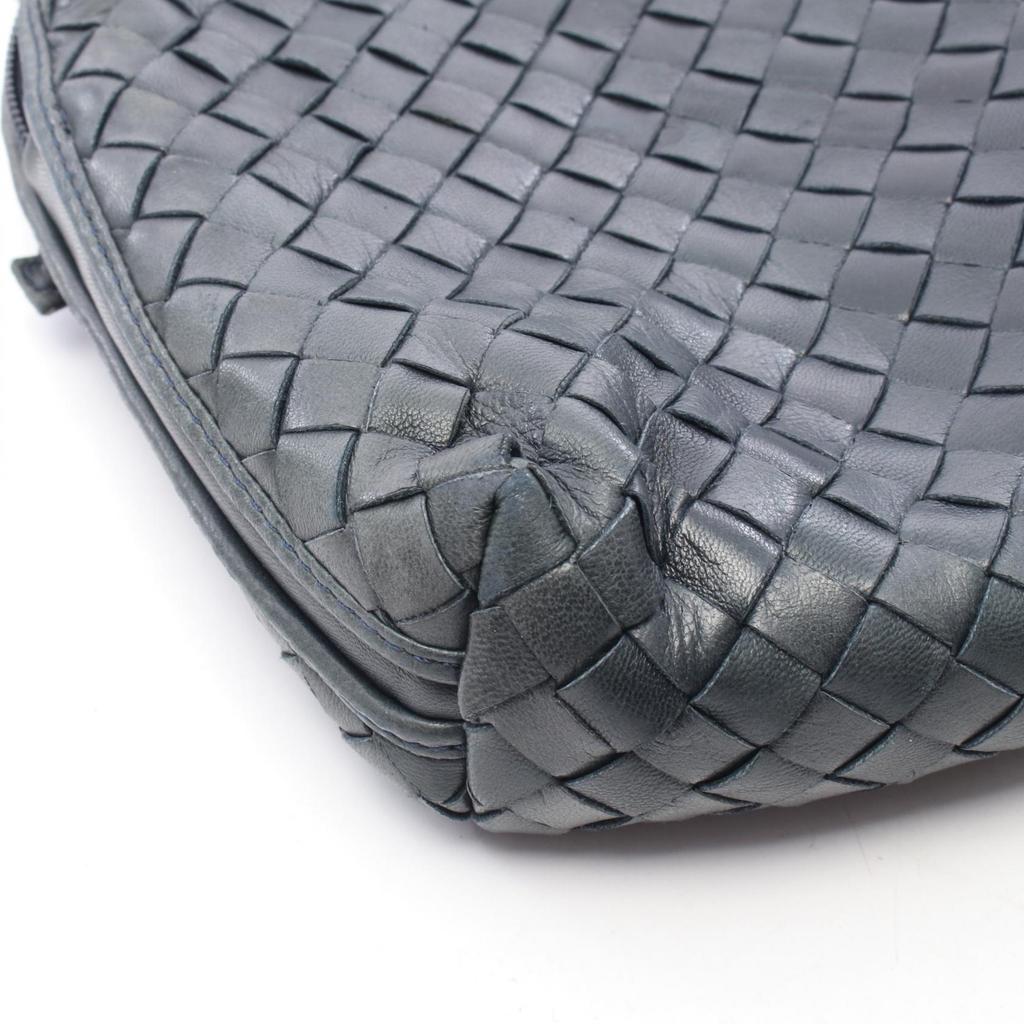 Used BOTTEGA VENETA Intrecciato Shoulder Bag leather Navy Used Women