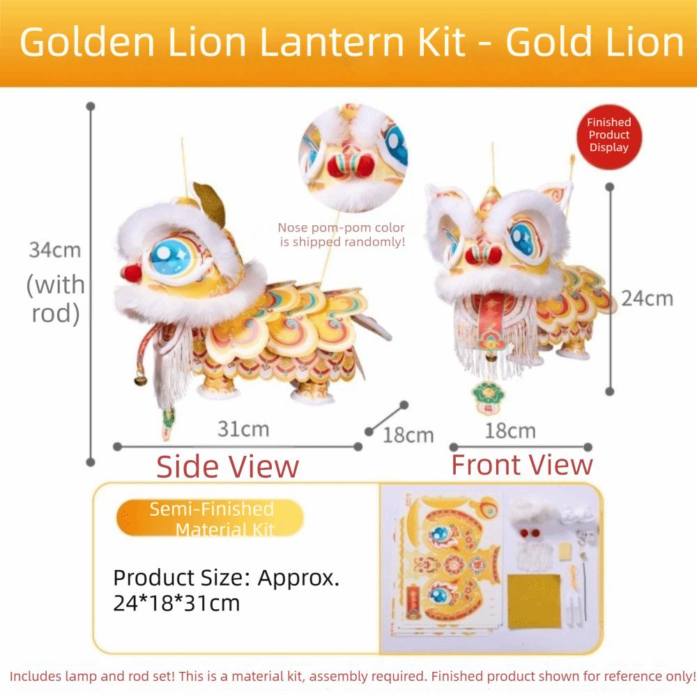 Wodoodporny Noworoczny Lampion Lwa Tanecznego Zestaw Materiałów DIY Ręcznie Robiony Lampion Chiński Nowy Rok