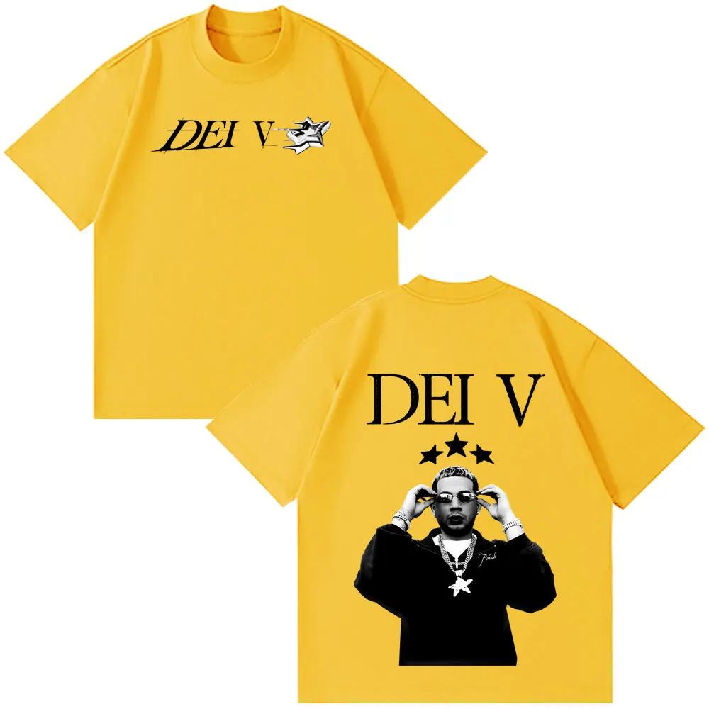 Rapper Dei V Quien Es Dei V Tour 2026 Print T Shirt Unisex Women Vintage Tshirt Shortsleeved Cotton Casual Gothic Punk Tshirts