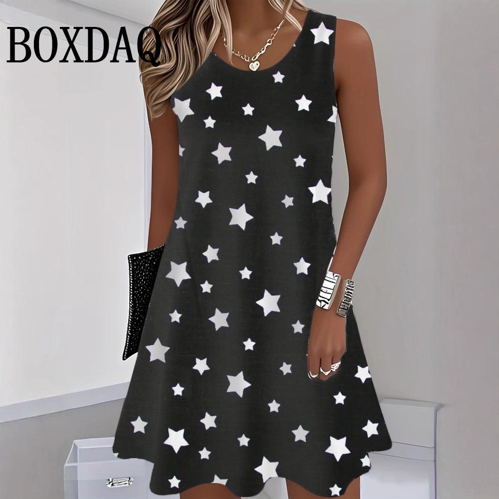 2026 Summer Beach Sleeveless Tank Dress Women Sundress Casual Loose O-Neck Dresses For Women Fashion Street Hip Hop Short Dress
