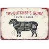 The Butcher's Guide Vintage Metal Signs, Kitchen Poster Cuts of Beef, Pork, Duck, Fish, Shop Wall Decor, Tin Sign, 20x30cm