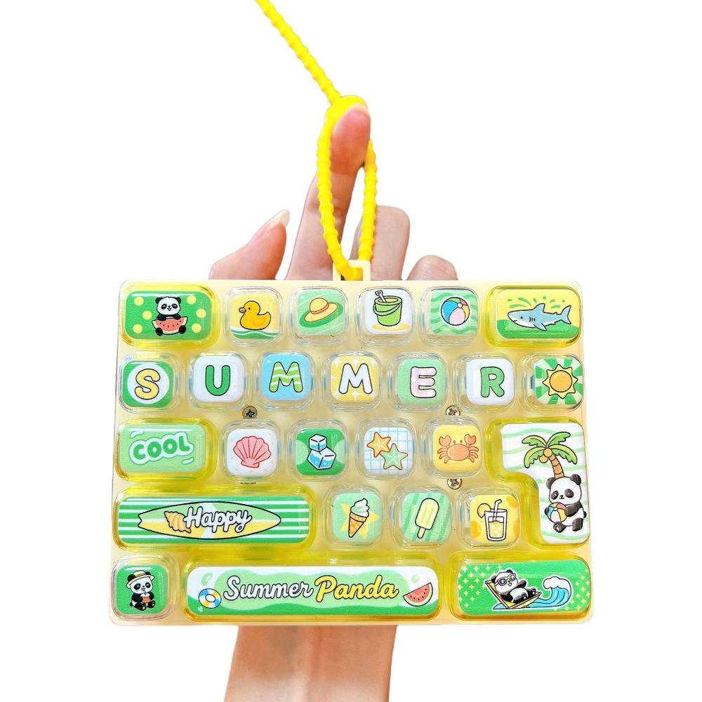 Panda 26 Keys Keyboard Keychain Cartoon Keyboard Clicker Keychain Backpack Decor