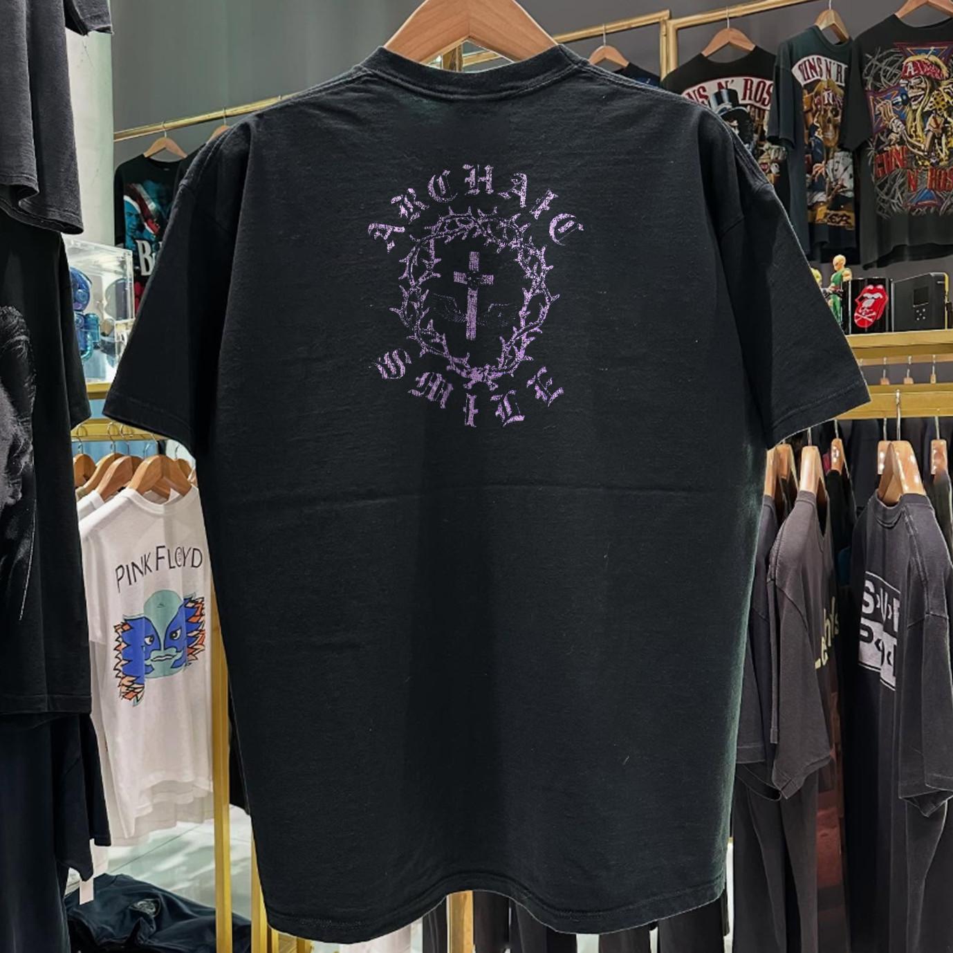 90s Acid Drop Archaic Smile Promo T-Shirt Black XXL S