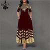 Women's Vintage Spring Autumn Flower Pattern Print 1/2 Sleeves O-Neck Middle Waistline Casual Dresses