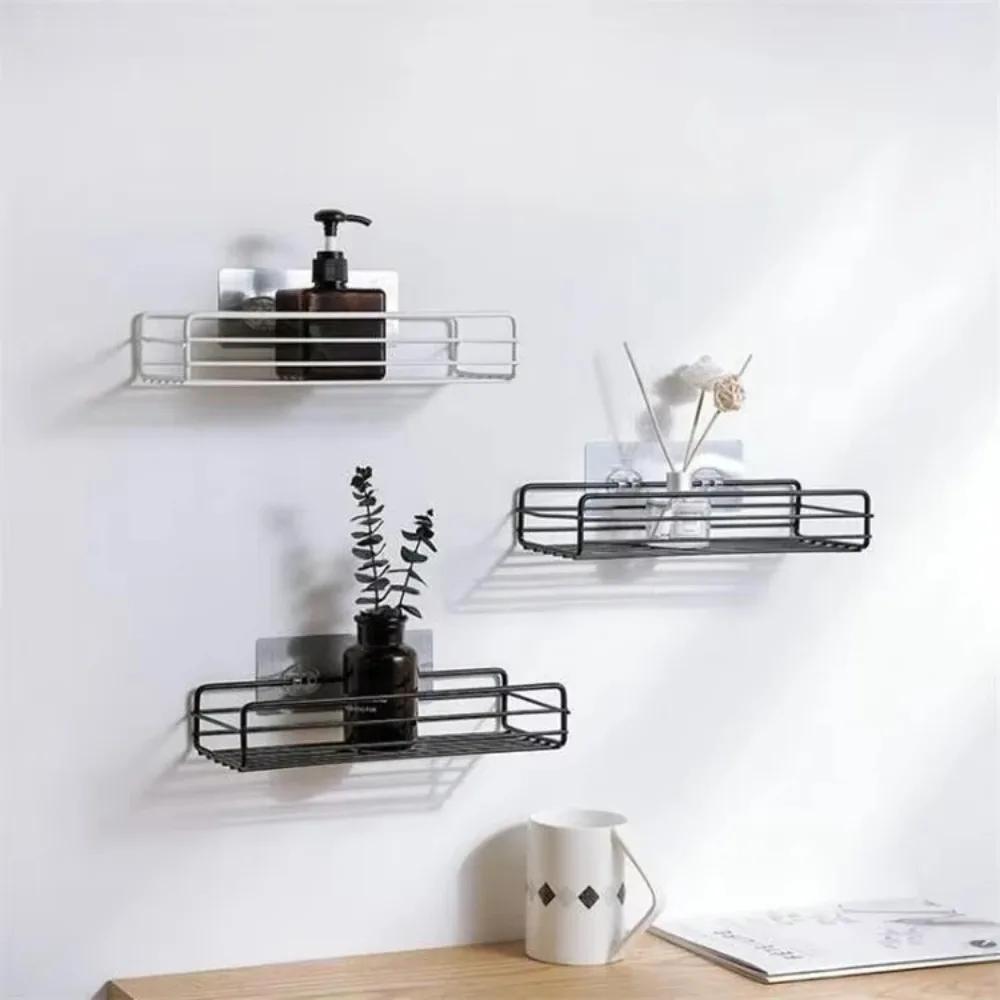 Bathroom Toiletries Storage Rack Wall Mounted Non Perforated Right Angle Storage Rack Shampoo Rack Shower Drainage Basket