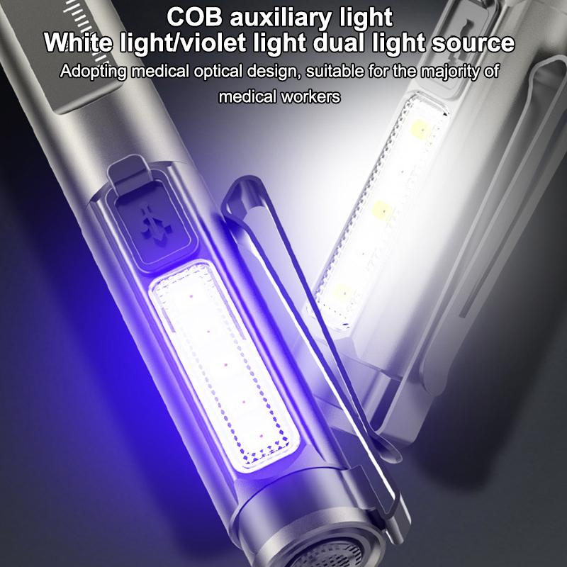 Rechargeable Medical Handy Pen Light Dual Light Source Led Flashlight Mini Pocket Doctor Oral Examination Penlight Clip Lamp