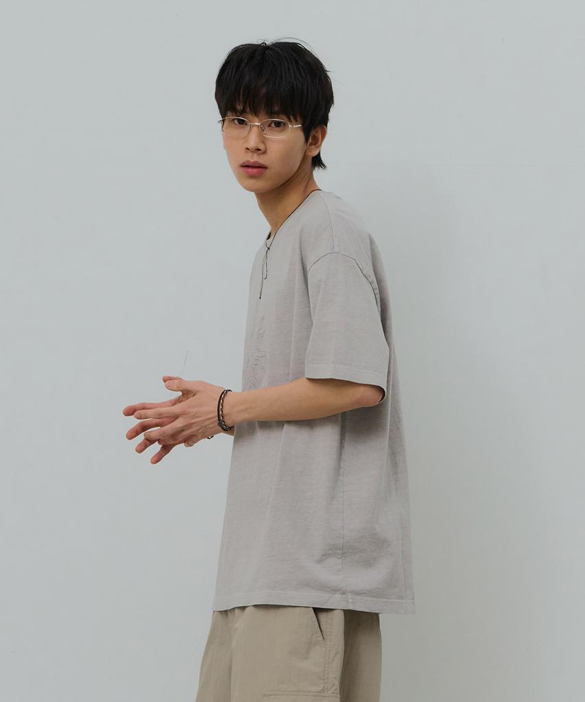 Desiledeu Front Graphic Pigment Short Sleeve T-Shirt-Fbsk5810D0E