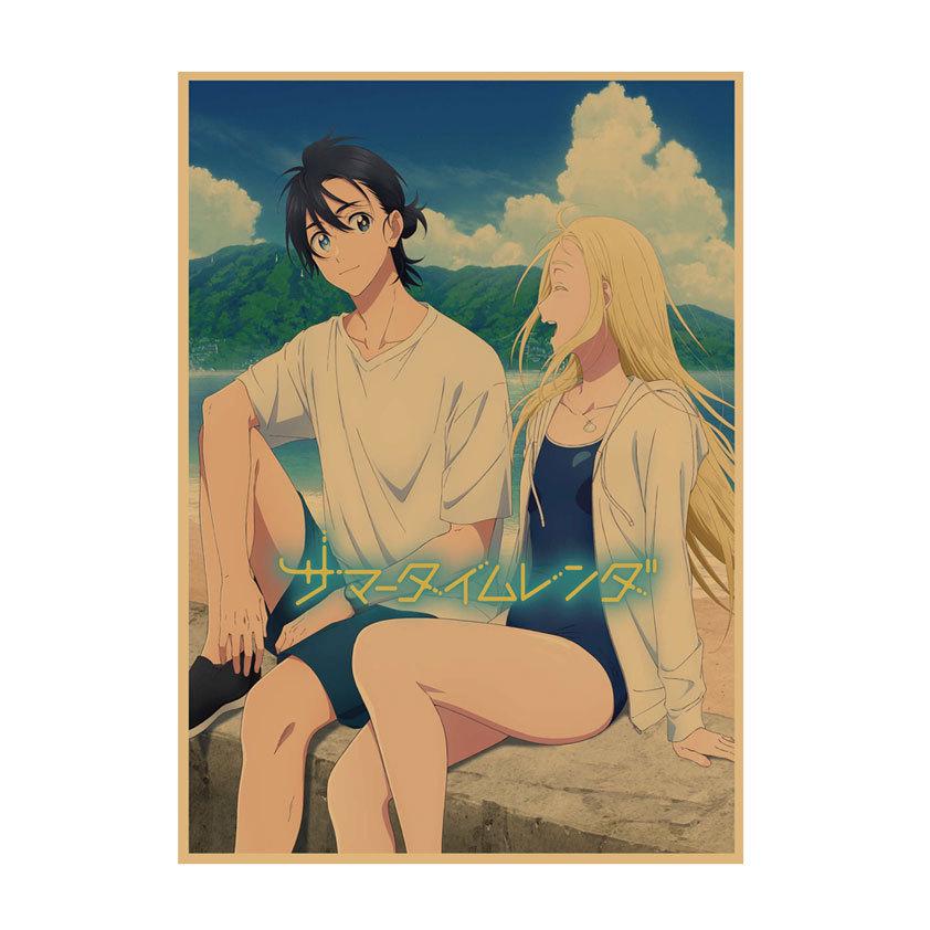 Summer Reappears Retro Anime Poster: Japanese Cartoon Dorm Room Wall Art for Kids