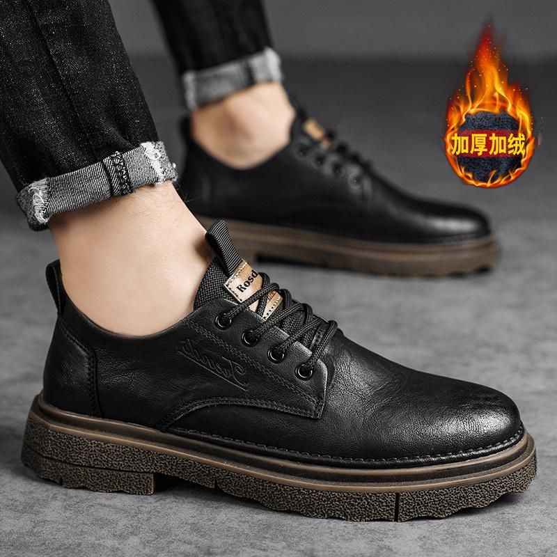 Casual Leather Shoes British Style Business Black Soft Sole Summer Breathable Shoes