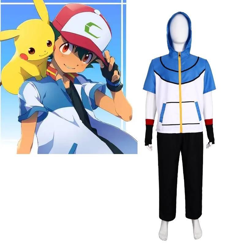 Ketchum Anime Ash Character Cosplay Polyester Outfit Halloween Gift