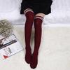 Winter Two-Stripe Cable Knit Over-the-Knee Cotton Socks - Slimming Korean Academy Style Scrunch Socks for Women
