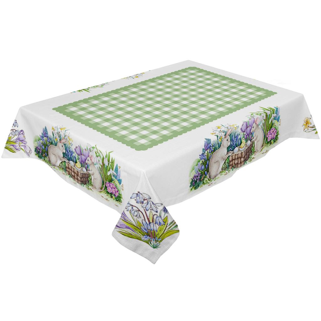 Easter Bunny Mouse Watercolor Flower Tablecloth Waterproof Wedding Dining Decor Table Runner Holiday Cake Decor