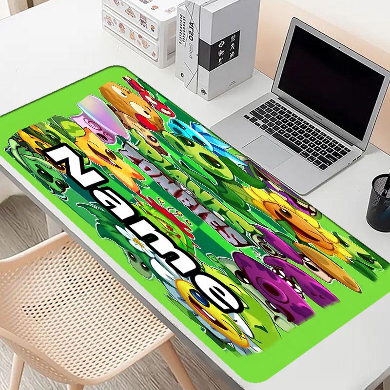 Custom Name Personalized Plants vs. Zombies Pattern Mousepad, Laptop PC Desk Mat, Decorative Desk Mat for Home Keyboard Pad Gift