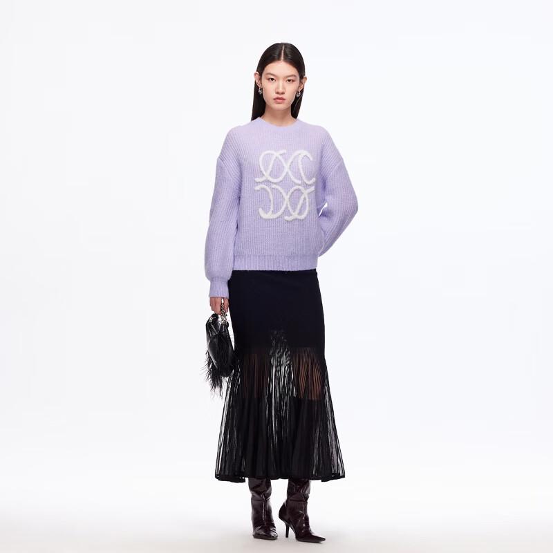VEROMODA Women's 2025 Autumn/Winter Wool Blend Color-Block Knit Sweater