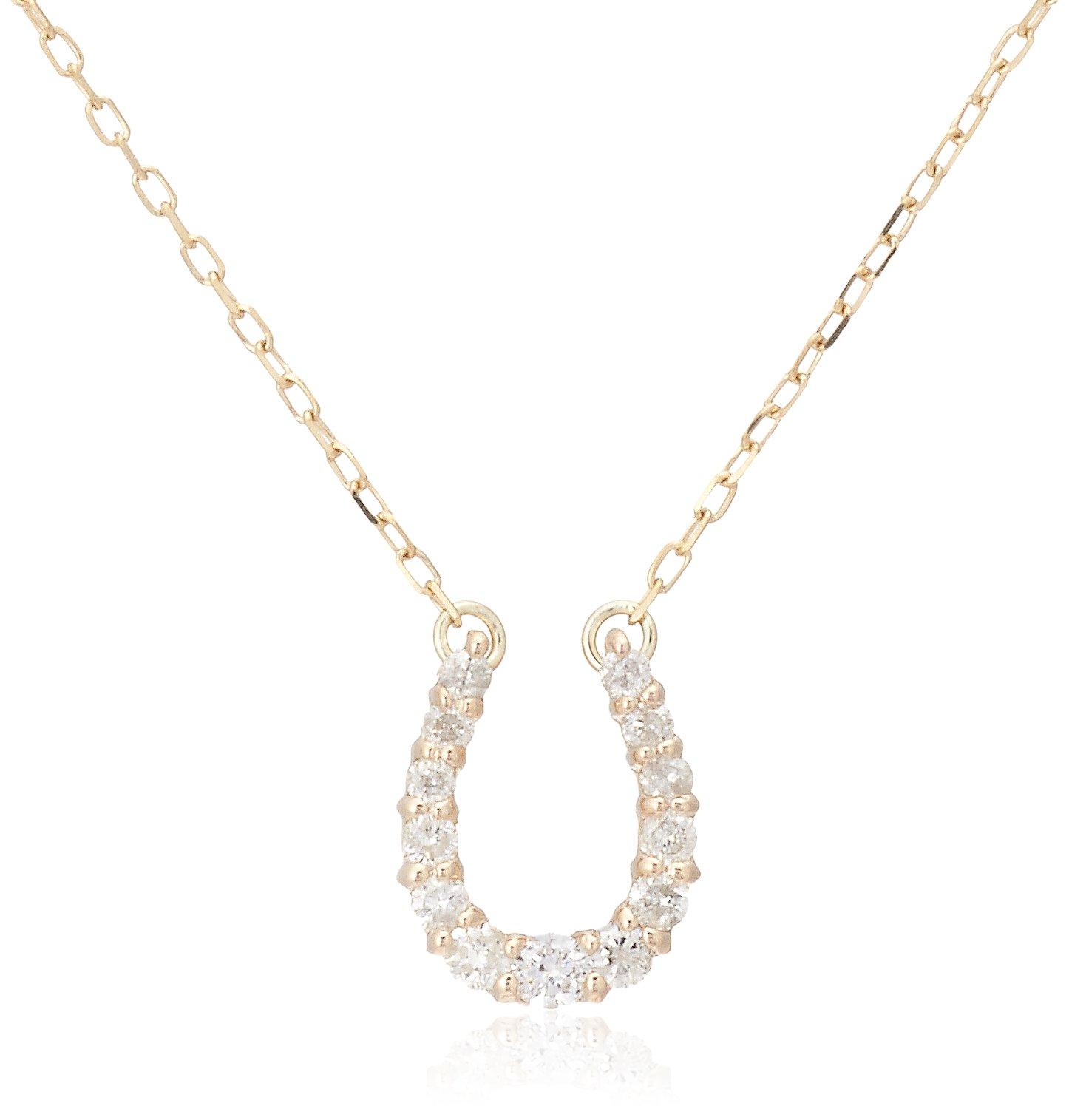 

K10 yellow gold diamond horseshoe necklace 0.12ct