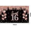 girl16Birthday Decoration Banner,Rose Gold Sweet 16 Birthday theme sign party supplies,16 Birthday background photo booth suitable for indoor and