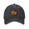 Pumpkin Patch Halloween Washed Canvas Baseball Cap Embroidered Jack O Lantern Design for Casual Seasonal Wear