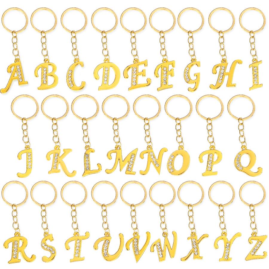 Creative Rhinestone Initials Metal Keychain – Korean Style Car Keyring Party Gift.