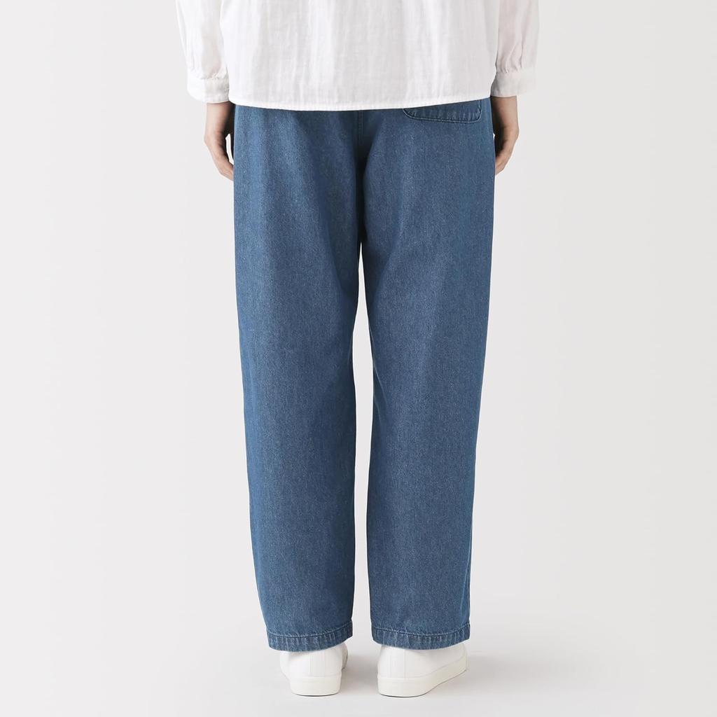 MUJI Washed Denim Easy Tapered Pants Women