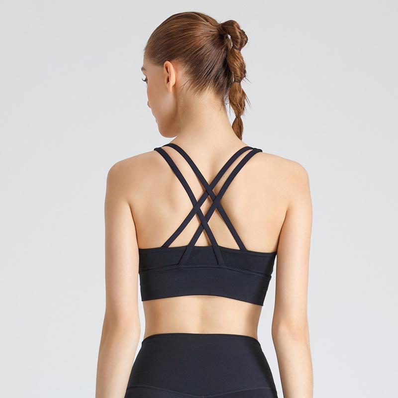 European & American Cross-Back Nude Feel Sports Bra - Women's Shock Absorption Yoga Vest