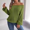 Real Shot 2025 Autumn/Winter Off-Shoulder Lantern Sleeve Sweater - Women's Solid Color Casual Wear