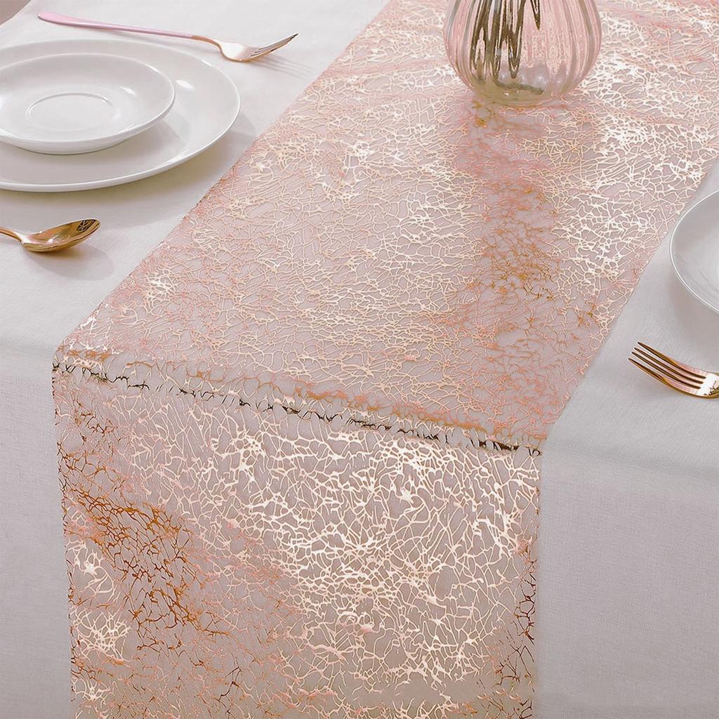 Gold Glitter table flag Wedding table flag tablecloth Birthday party table decoration mesh hot foil table flag