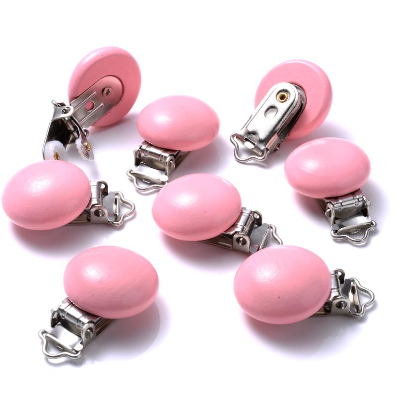 10Pcs 30mm Baby Wooden Pacifier Clips Round Wood Clip for Baby Pacifier Log Nipple Chain Holder Accessories BPA Free