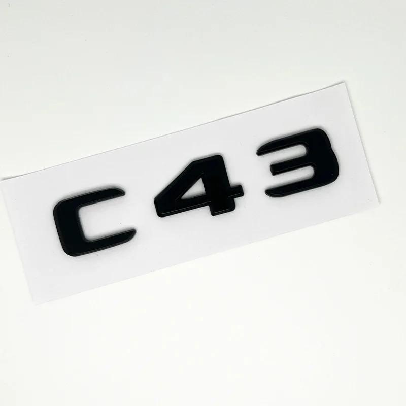3D ABS Glossy Black Logo C43 Embelm Letters BITURBO 4MATIC Badge AMG Sticker For Mercedes Benz C43 W205 W206 AMG Accessories