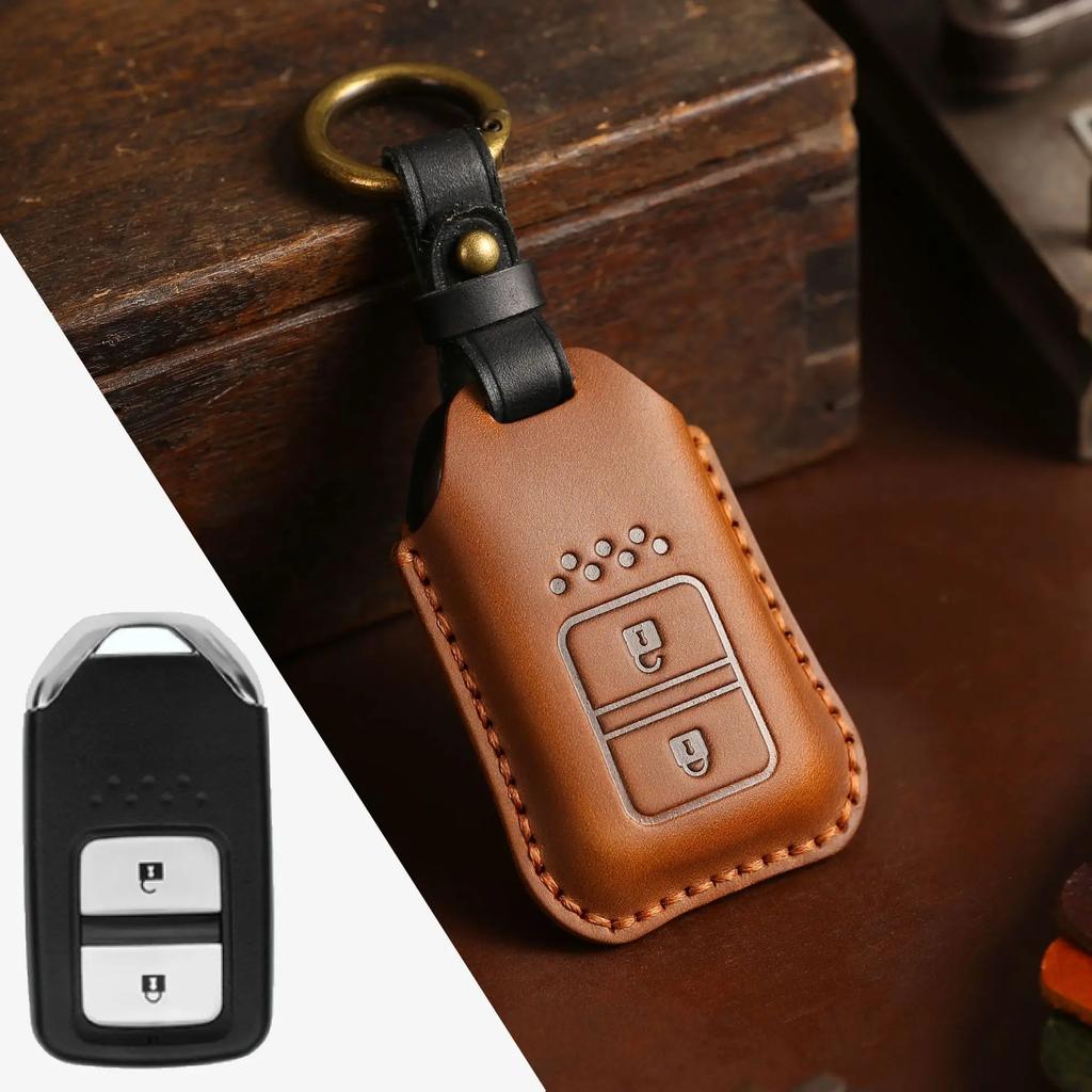 Leather Car Key Case Cover Fob Protector for Honda City Turbo Crider XRV 10th Civic Accord Keychain Holder Keyring Accessories