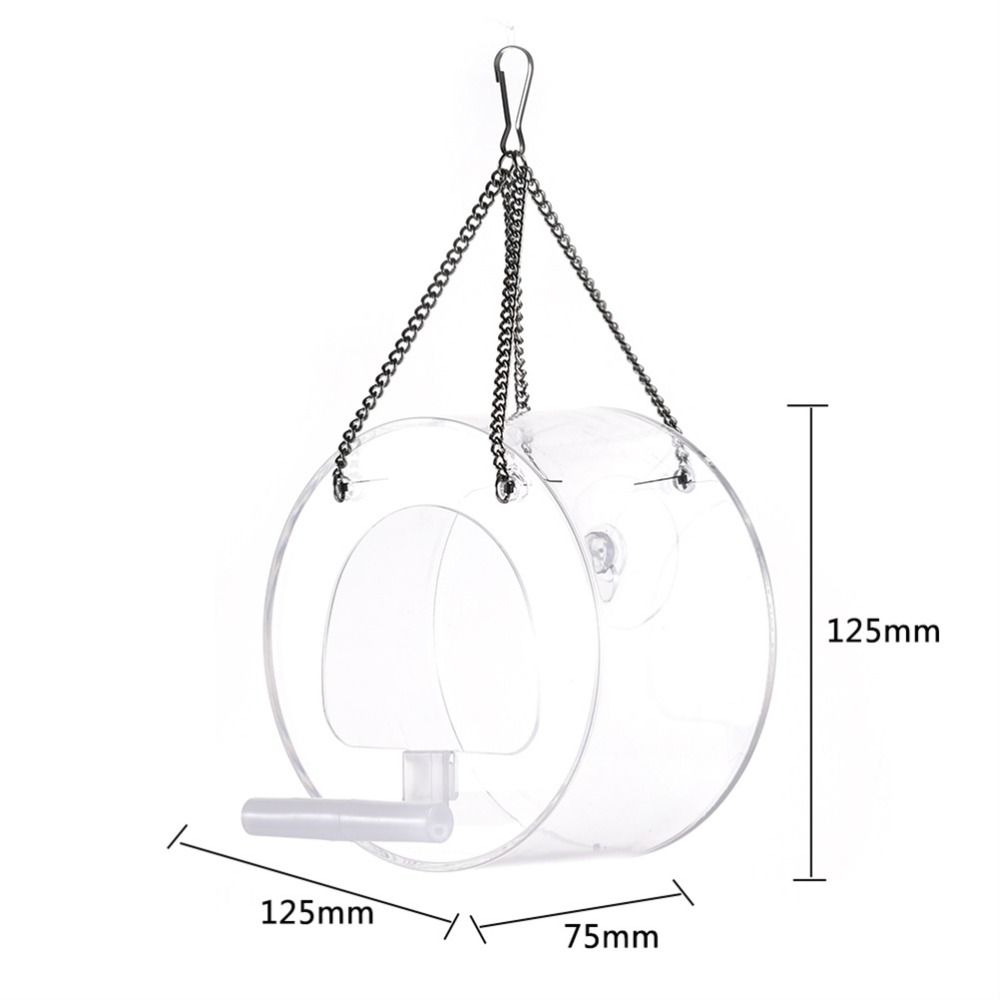 Clear Acrylic Window Bird Feeder Strong Suction Cup Chain Bird House Transparent Round Hanging Bird Feeder