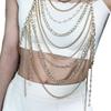 Stylish Women Rhinestones Chest Chain Necklace for Beach and Nightclub Outfits Layered Halter Neck Body Jewelry Crop Top