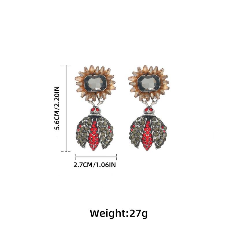 Boho Vintage Insect Stud Earrings With Full Rhinestone Floral Design Women 2025