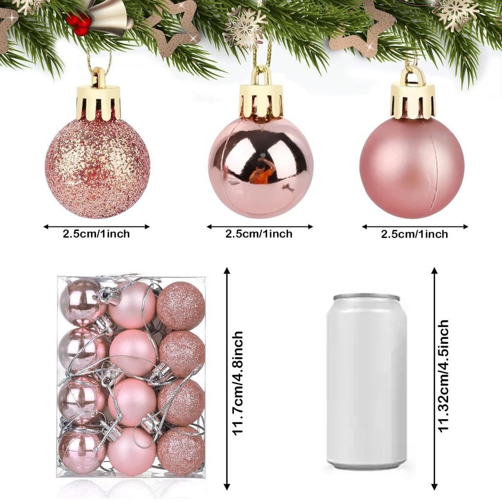 Pack of 24 Christmas Tree Decoration Balls Ornaments Hanging Props Xmas Tree Décor Accessories - Christmas Decorations Items for Home Decor Office