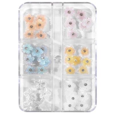1 Box 3D Blumen-Nagelanhänger Harz-Nagel Strasssteine Zubehör Maniküre Nageldekorationen Nagelkunst Verzierung