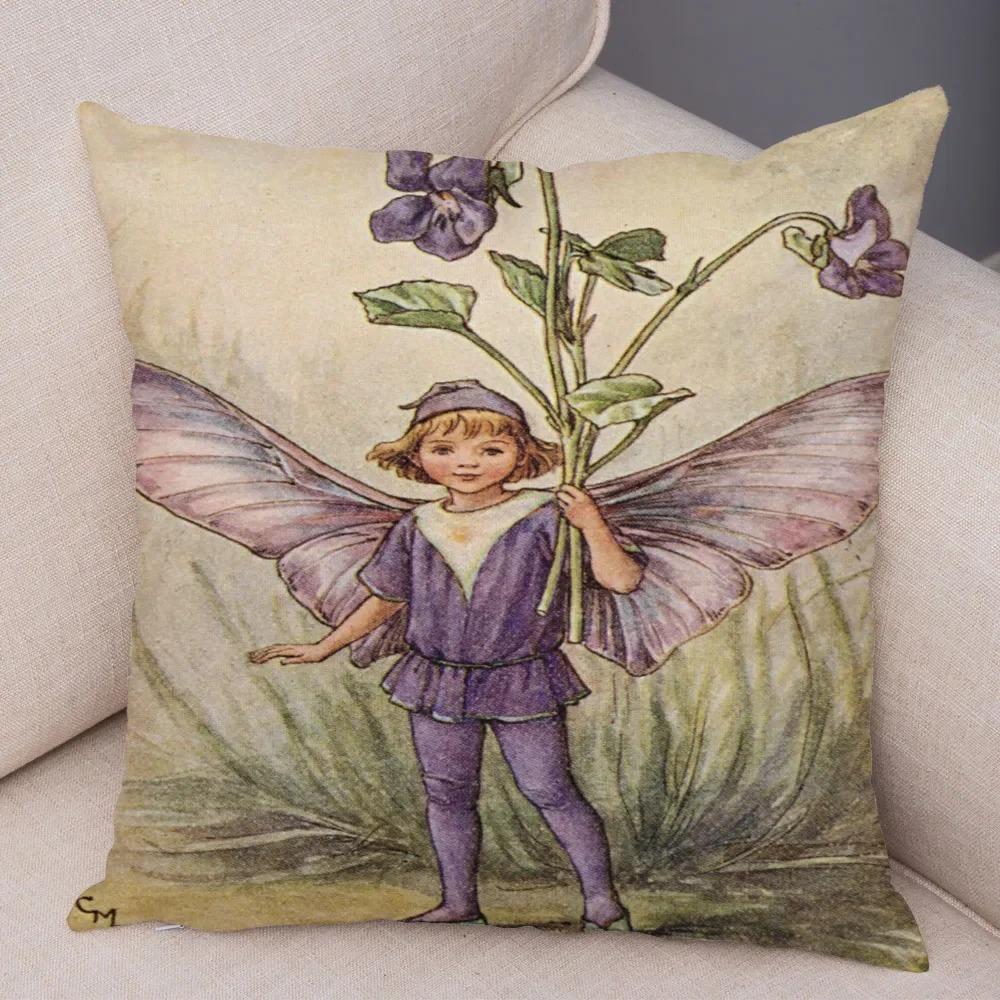 Fairy Tale World Elf Sofa Colorful Cute Cartoon Flower Girl Pillowcase Decorative Home Pillowcase