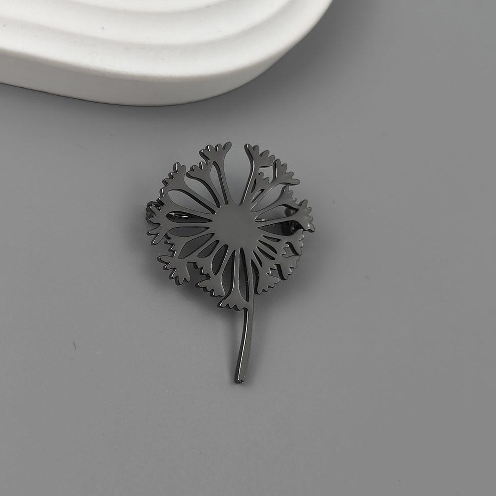 New Dandelion Men's Lapel Pin, Stainless Steel Gold-plated Badge, Punk Style Suit Accessories Black Brooch, Gift for Father