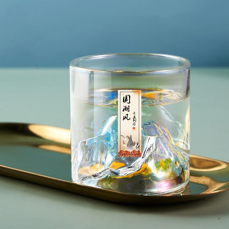 Cană din sticlă de whisky în stil chinezesc Cană de ghețar din sticlă de apă de munte 3D, ceașcă de vodcă cu vin, pahar de artă, cadou, sticla de whisky, vase fierbinte