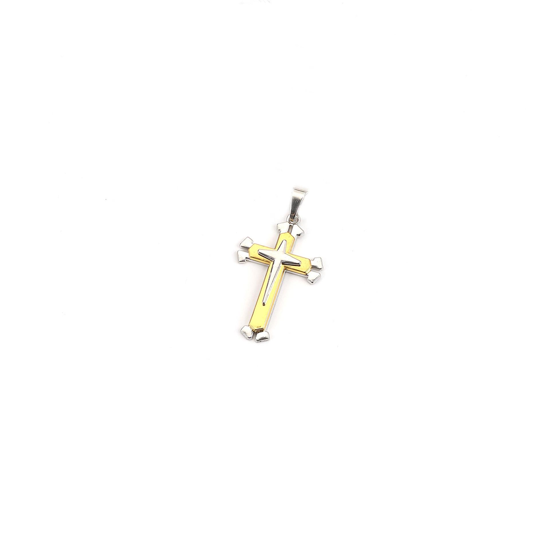 Einfache dreilagige Kreuz-Anhänger-Halskette - Trendiges und vielseitiges Party-Accessoire A0606