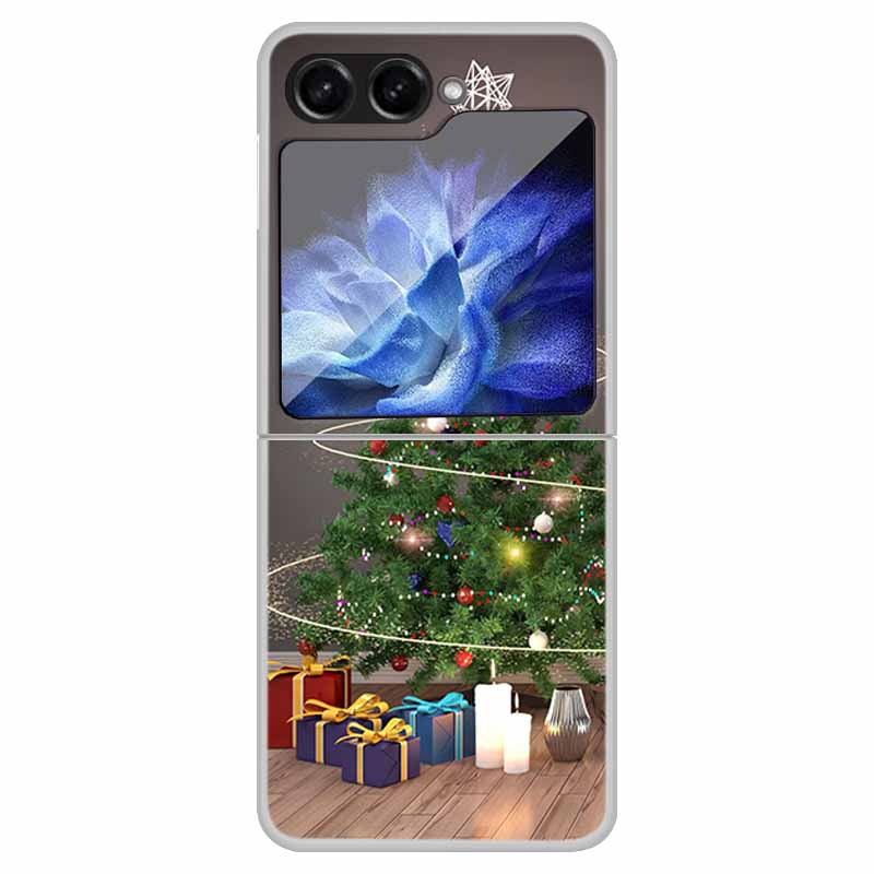 For Samsung Galaxy Z Flip 6 5 4 3 Case Christmas Cute Clear Hard Plastic PC Folding Back Cover For Samsung Z Flip6 Flip5 Flip4