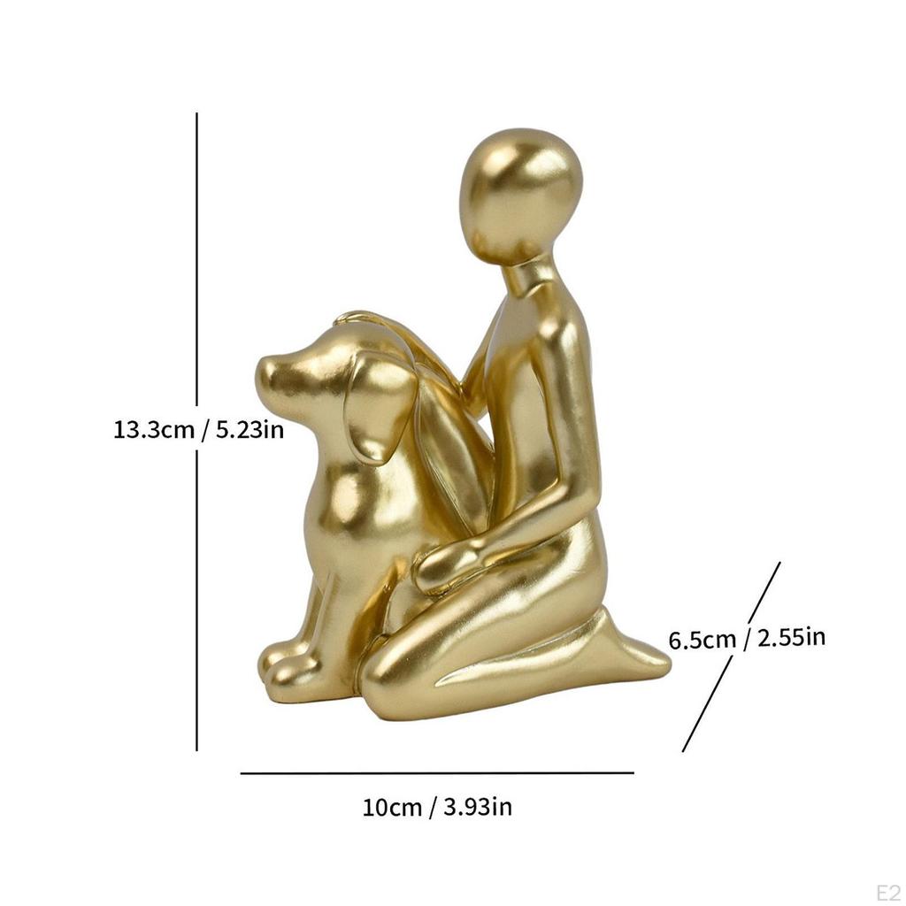 Man And Dog Statue Memorial Resin Figurine Emotional Family Sculpture Heartfelt Home Decoration