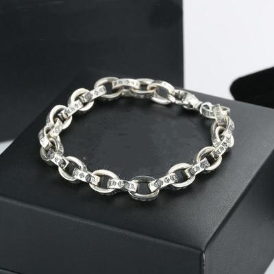 925 Silver Retro Men's Thick Hip Hop Couple Letter Bracelet for Men and Women Men's Personality Bracelet