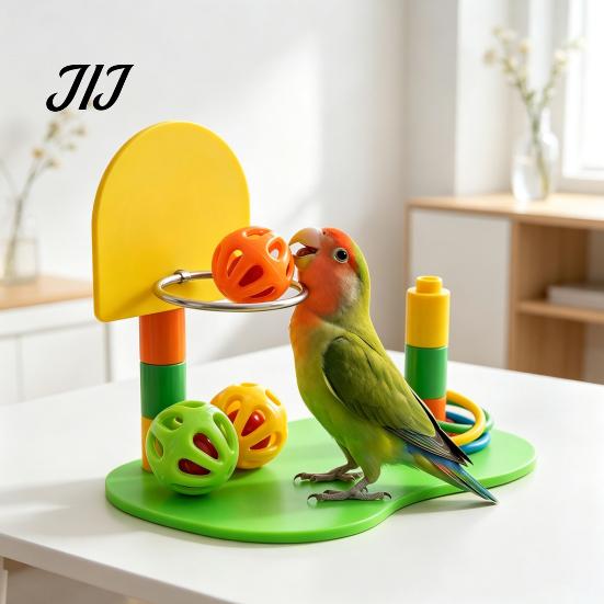 Bird Toss Ring Game Parrot Basketball Hoop Toy, Interactive Game, Boredom Relief Toy Agility Training Enrichment for Parakeets Cockatiels Lovebirds,