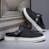 Mens Bag Head Half Slippers 2025 Summer New Canvas Flat-Bottomed Casual Shoes Trendy Mens Slippers Light Comfortable Men Sandals